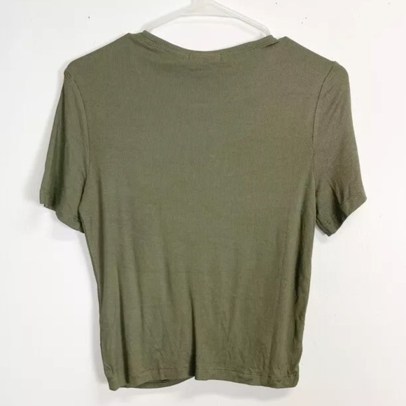Marine Layer Short Sleeve Tee Womens Small Olive Green Lexi Twist Front Top NWT - Picture 2 of 8